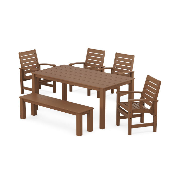 Polywood Signature 6-Piece Parsons Dining Set with Bench PWS2345-1