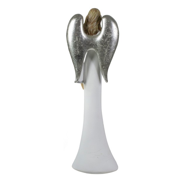 Silver And White Angel With Star Tabletop Figurine