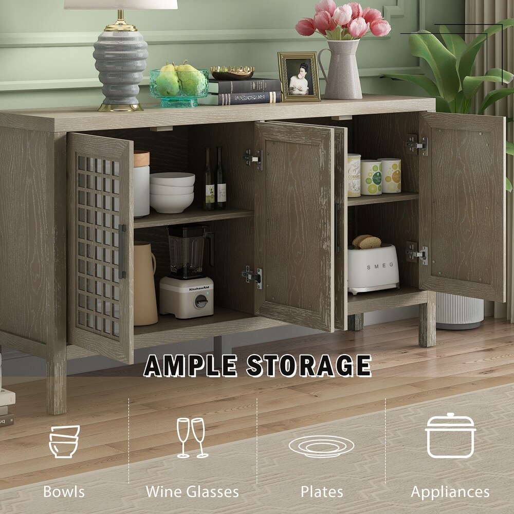 Bedroom Storage Cabinet Console Table with 4 Doors Kitchen Sideboard Buffet Dining Table Living Room Sofa Table