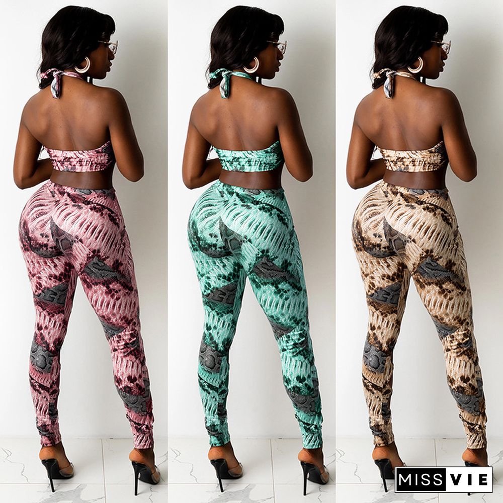 Sexy Backless Crop Top Hole Pants Loungewear 2 Piece Matching Sets