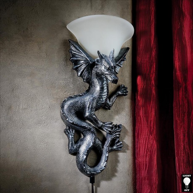 Design Toscano Heraldic Dragon Of Ravenscraig Castle Illuminated Wall Sculpture