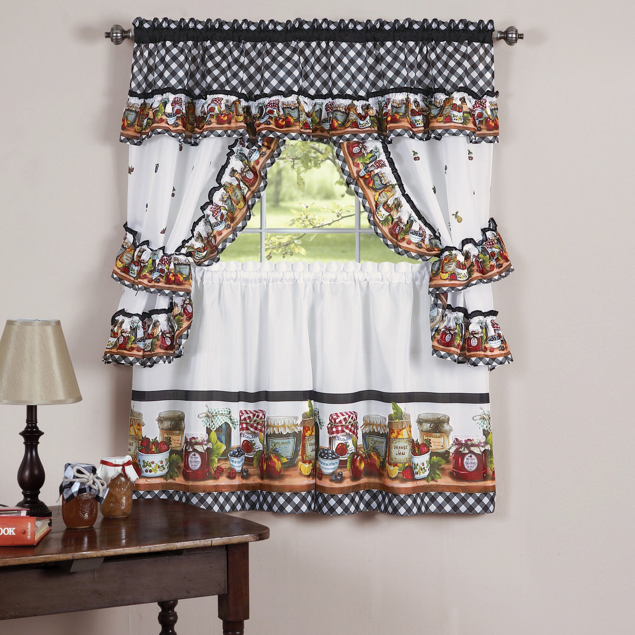 Collections Etc Mason Jars Kitchen Window Curtain Set