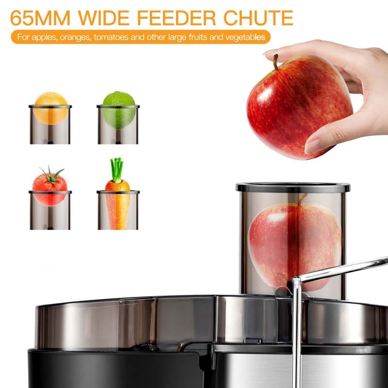 Juicer Machines, 400W Masticating Juicer Extractor, Stainless Steel Centrifugal Juicer with 2.5 Inch Wide Mouth, 2 Speed Modes