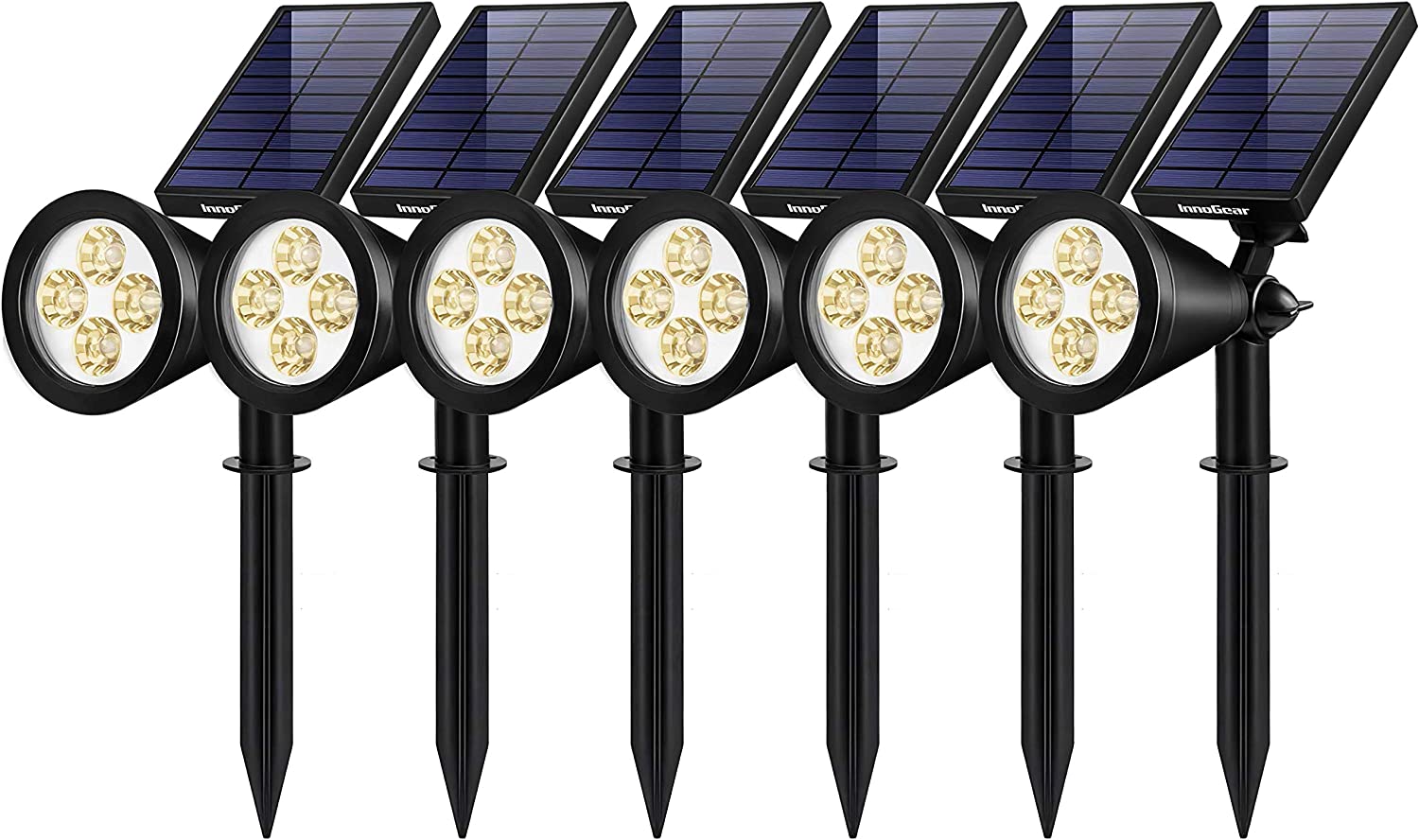 InnoGear Solar Outdoor Lights， Solar Lights Outdoor Waterproof Solar Spot Lights Outdoor Spotlight for Yard Landscape Lighting Wall Lights Auto On/Off for Pathway Garden， Pack of 6 (Warm White)