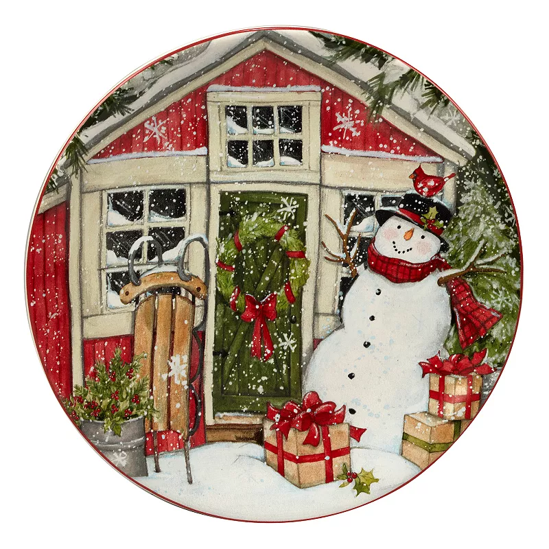 Certified International Snowman's Farmhouse 4-pc. Dessert Plate Set