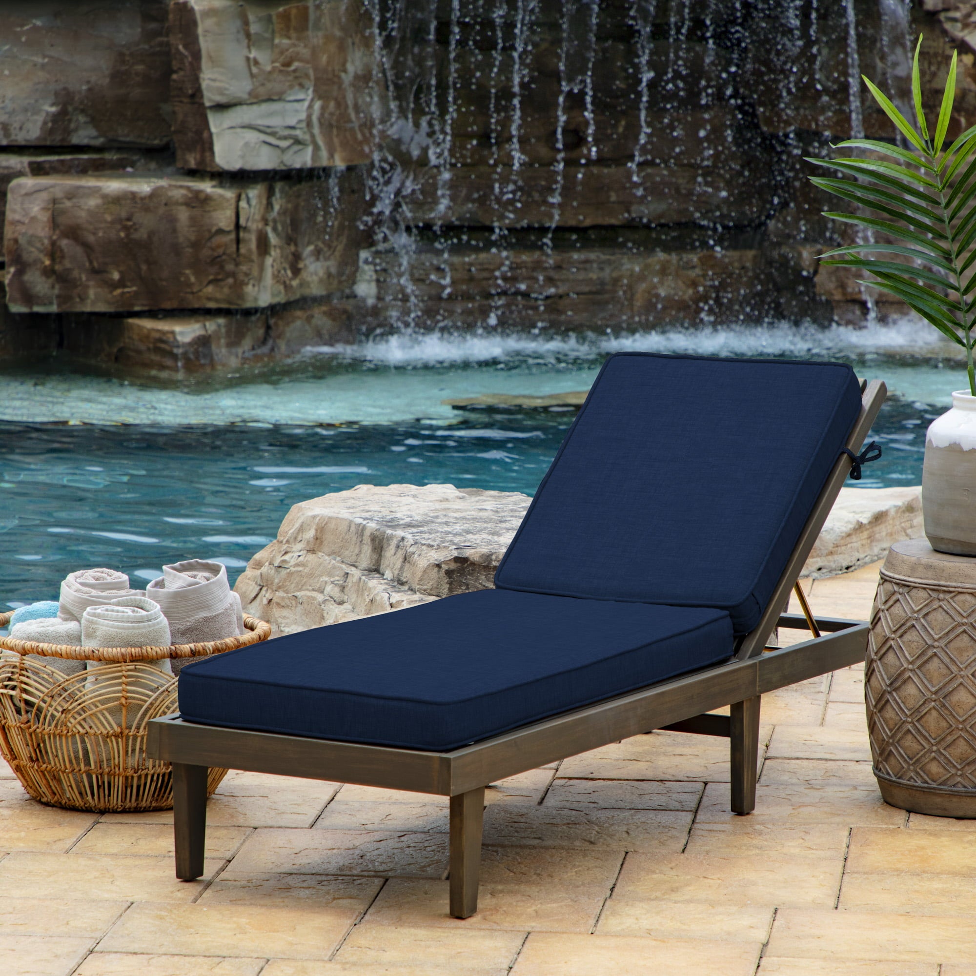 Arden Selections ProFoam 72 x 21 in Outdoor Chaise Cushion Cover， Sapphire Blue Leala