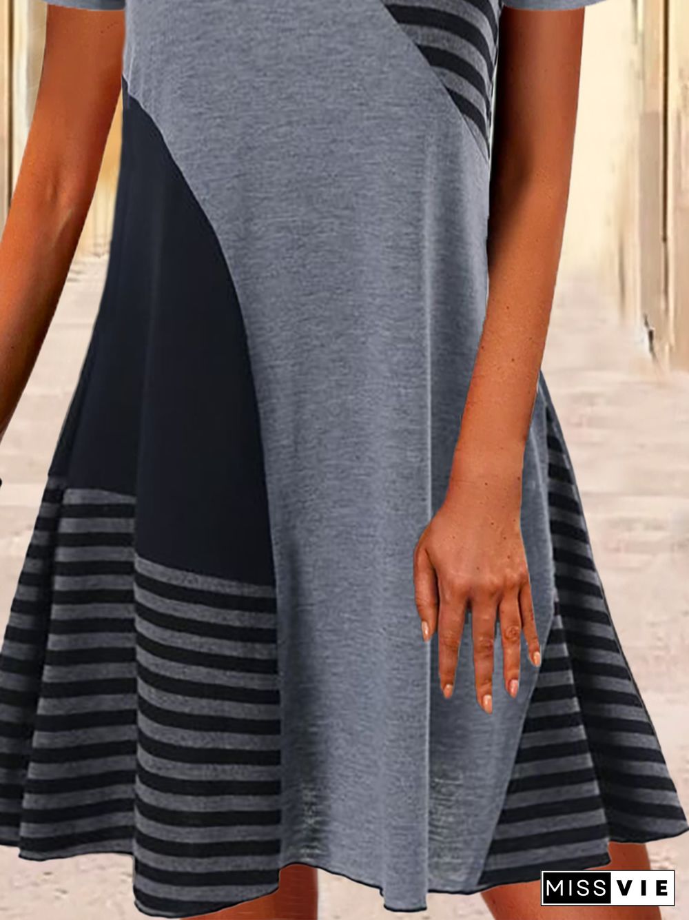 Striped Casual Short Sleeve Dresses