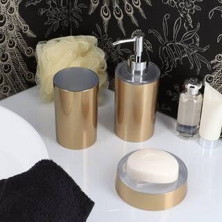 Golden 5-Pieces Bath Accessory Set with Soap Pump Tumbler Soap Dish and Toilet Brush Holder in Gold Effect SET5GOLDEN198