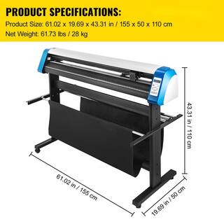 VEVOR Vinyl Cutter Machine 53 in. LED Digital Panel Semi-Automatic DIY Vinyl Printer Cutter Machine with Stable Floor Stand KZJXK1350BZD00001V1