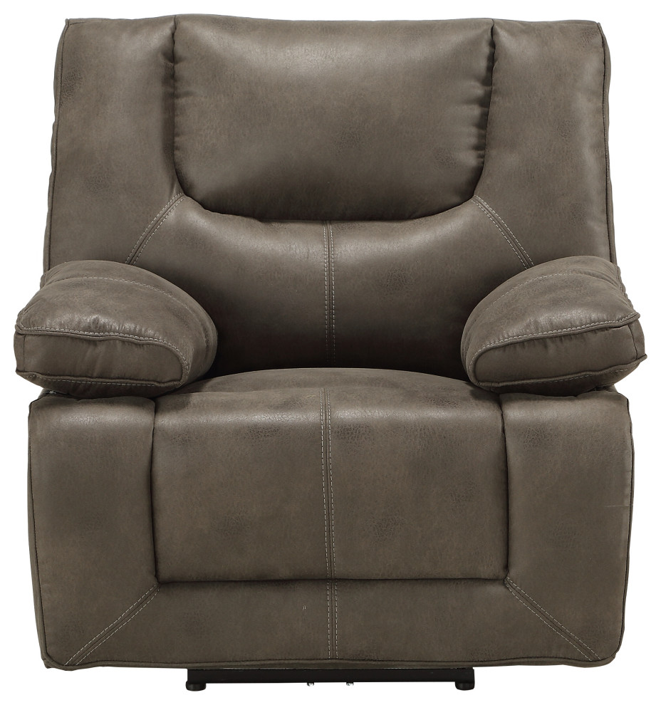 ACME Harumi Recliner  Power Motion  Gray Leather Aire   Contemporary   Recliner Chairs   by Kolibri Decor  Houzz