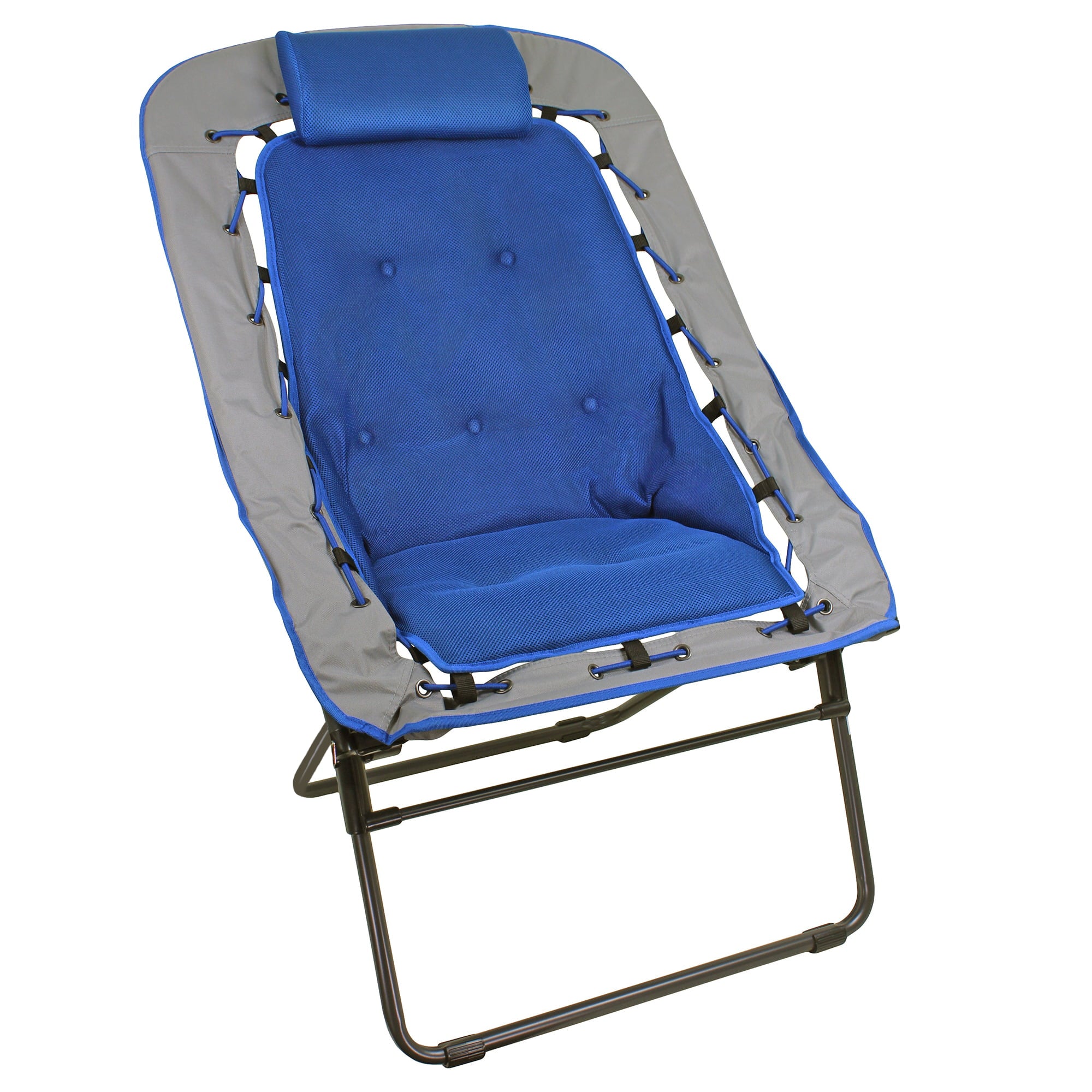 Zenithen Foldable Rectangular Air Mesh Outdoor Bungee Chair, Blue/Gray Pack of 1