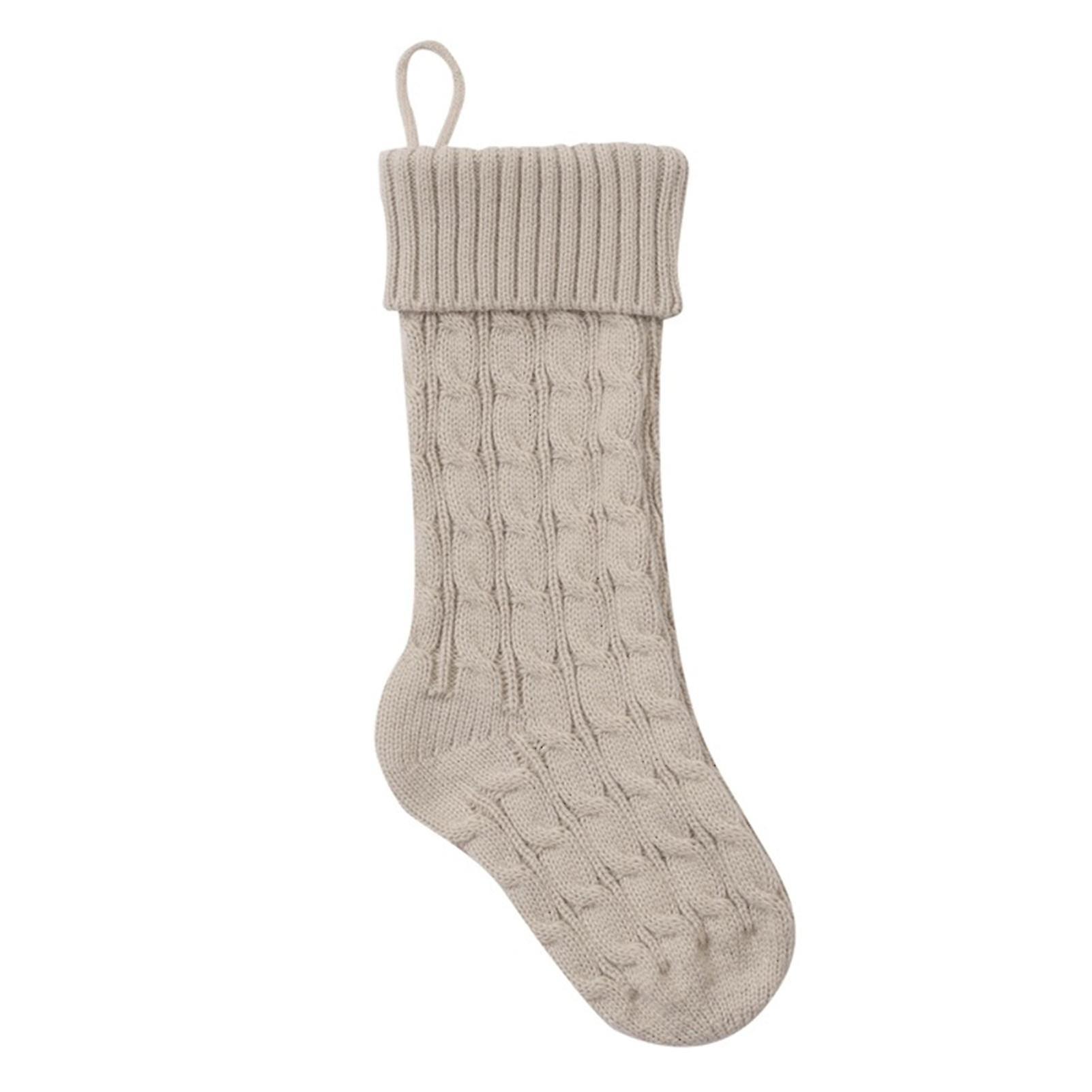 Christmas Sock Twist Pattern Knitted Large Capacity Hanging Stocking For Festival Party