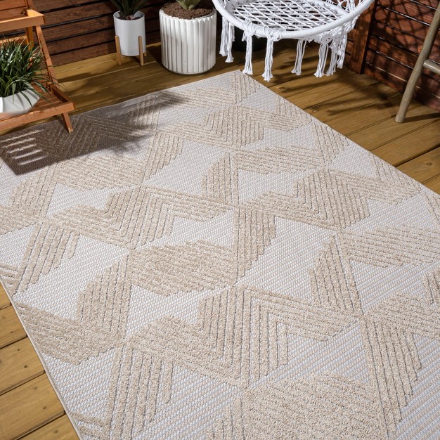 Jazz High low Pile Art Deco Geometric Indoor outdoor Area Rug Jonathan Y