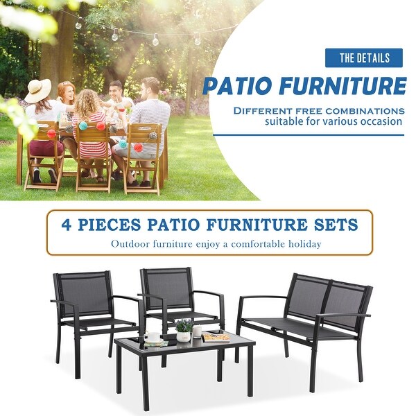 Futzca 4Piece Outdoor Patio Furniture Set，Textilene Bistro Patio Set