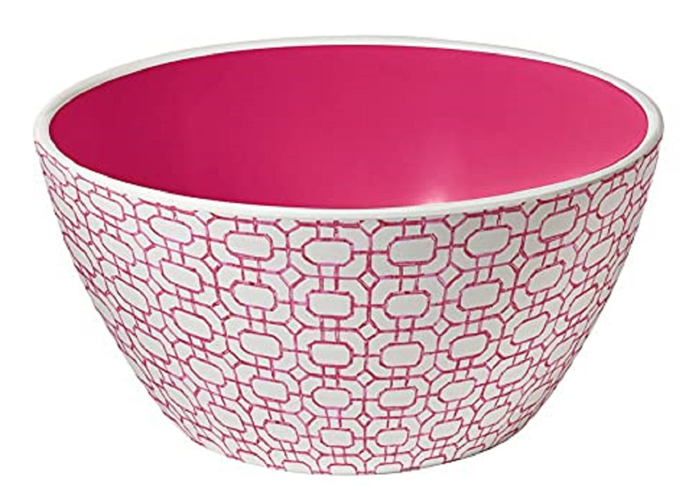 Merritt - Melamine Round Salad Bowl - Pink Trellis - 6