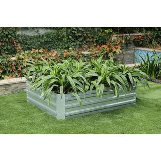 LuxenHome 48 in. Galvanized Metal Rectangular Raised Garden Bed WHPL1271