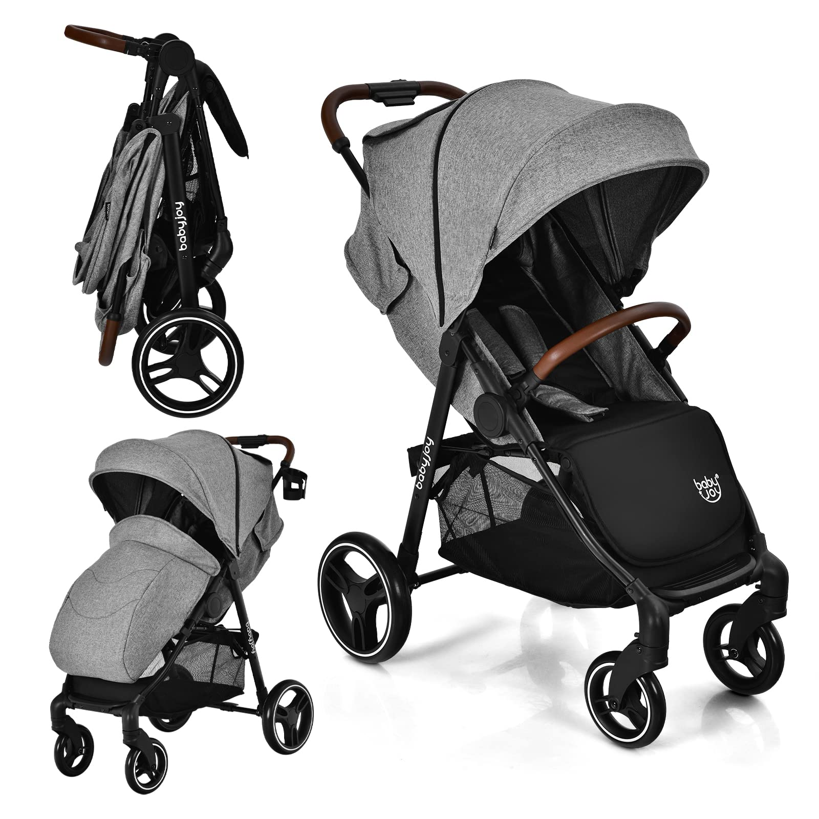 BABY JOY Baby Stroller, High Landscape Infant Carriage Newborn Pushchair with Foot Cover