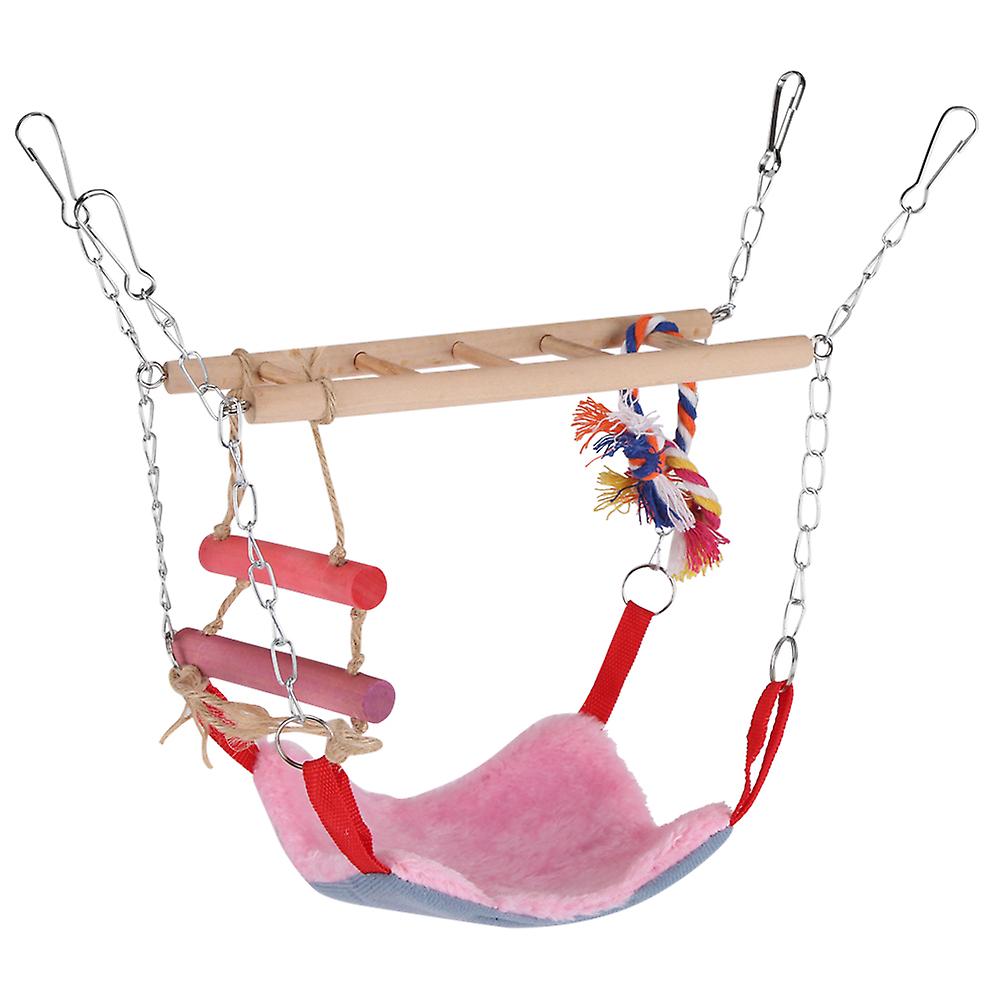 Pets Birds Parrot Climbing Toy Colorful Swing Ladder Bed Accessories Hanging Decor Pink