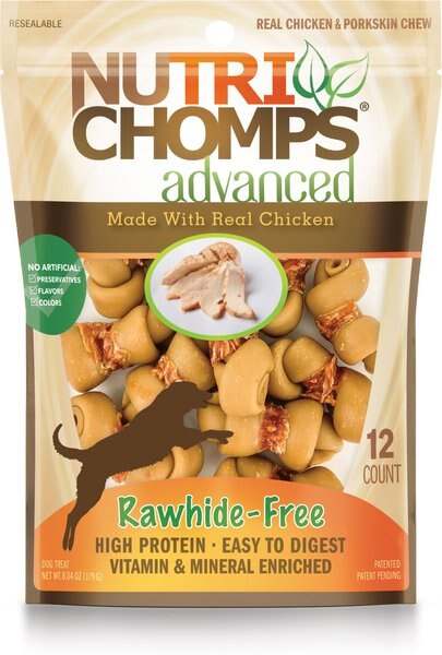 Nutri Chomps Advanced Mini Chicken Knot Dog Treats， 12 count