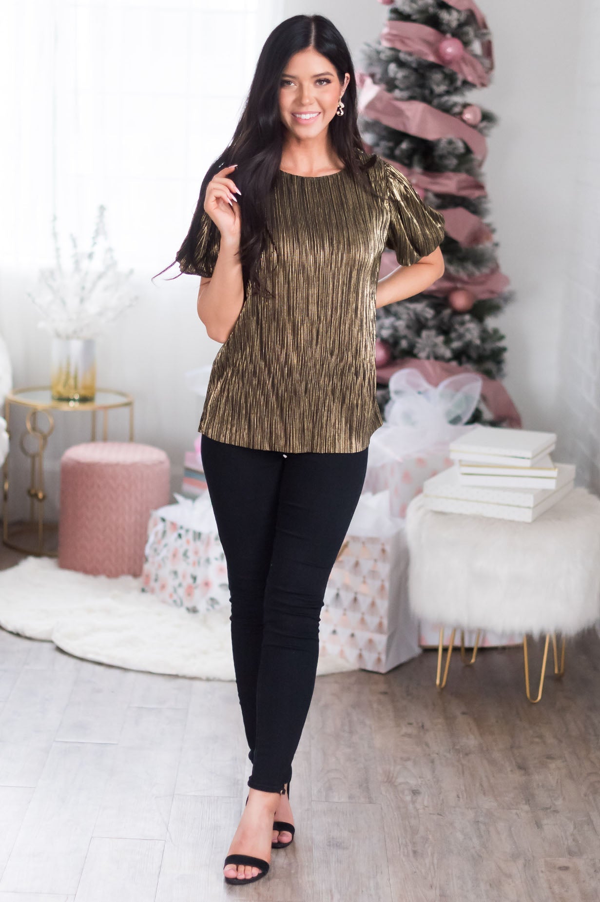 Peace on Earth Modest Metallic Top