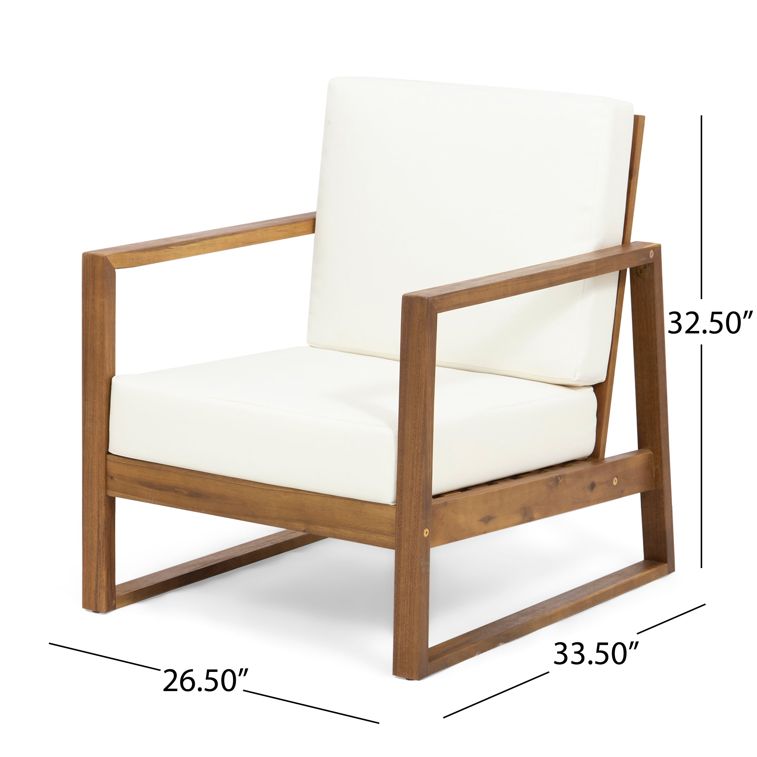 Silla Outdoor Acacia Wood Club Chair with Cushion