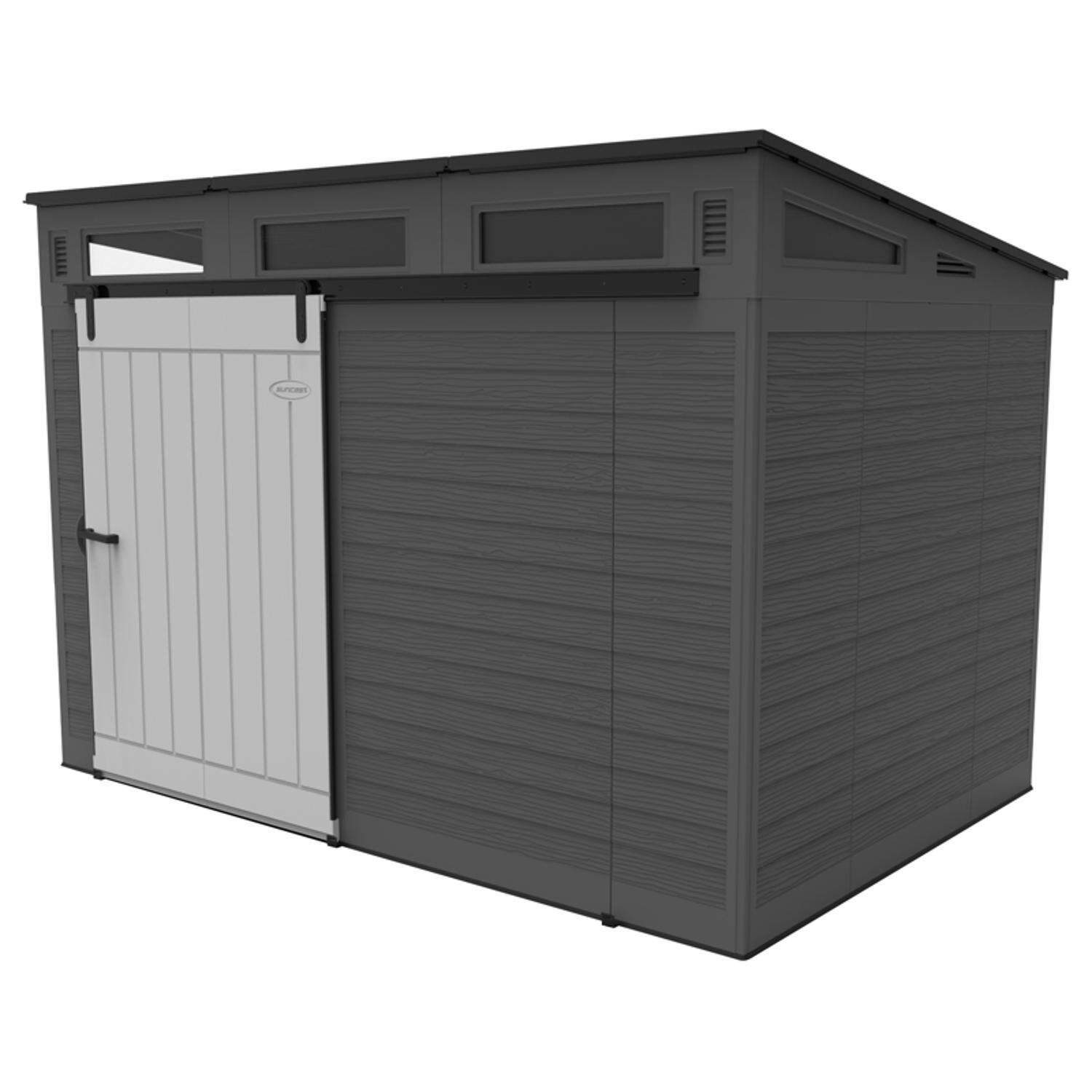 Suncast 10 ft. x 7 ft. Resin Horizontal Barn Storage Shed with Floor Kit