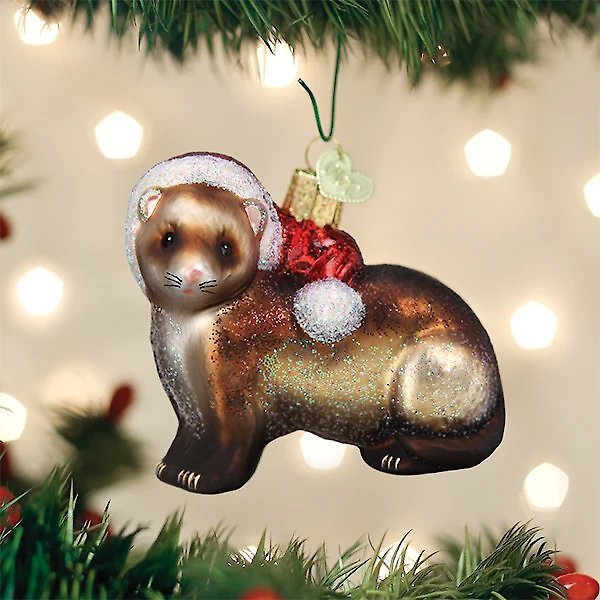 Old World Christmas Ferret Glass Tree Ornament