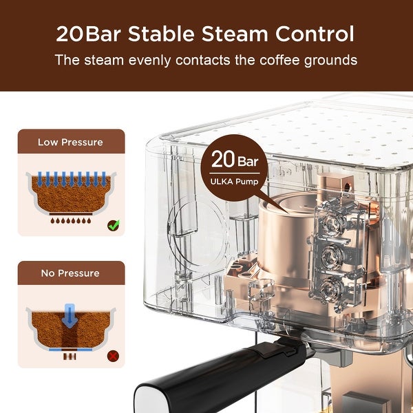 20 Bar Pump Coffee Machine Compatible with ESE POD Capsules FilterandMilk Frother Steam Wand