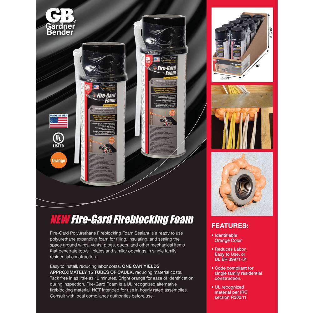 Gardner Bender Fire-Gard Foam Fire-Stopping Sealant FBF-112