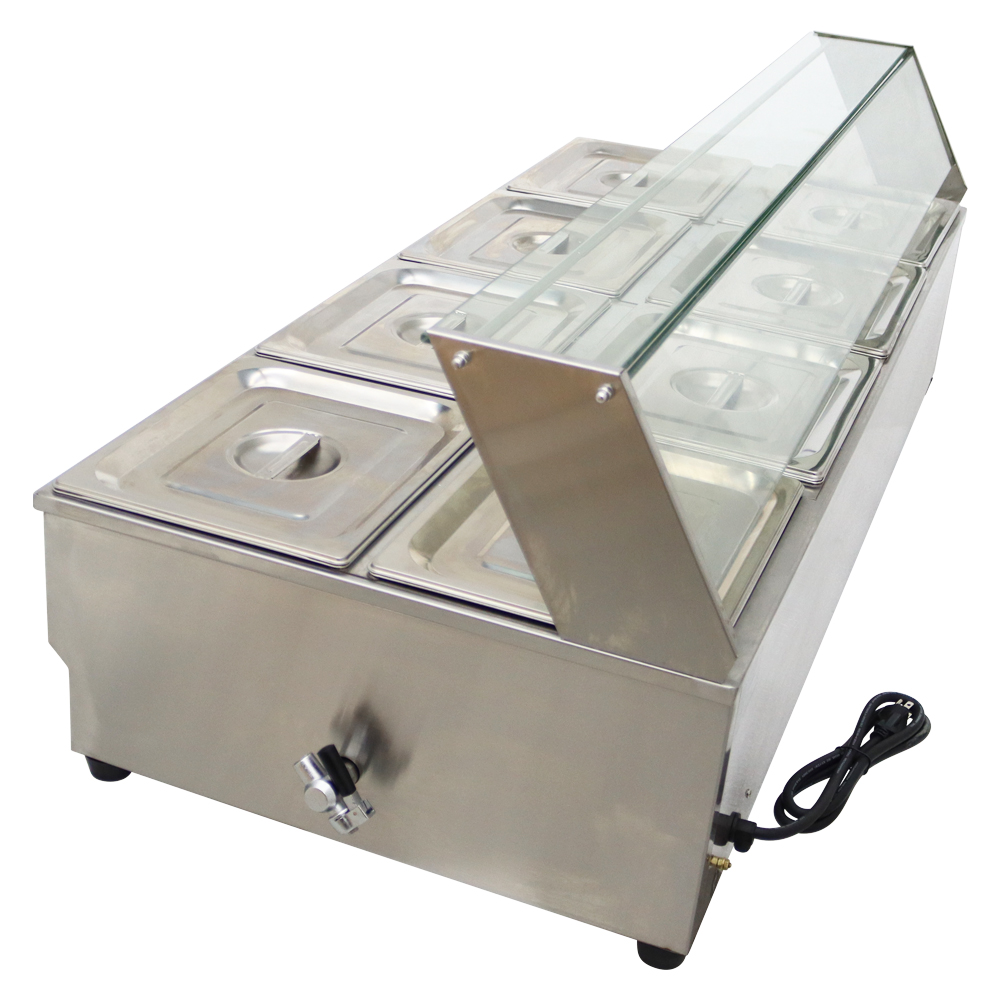 TECHTONGDA Buffet Food Warmer Stainless Steel Bain Marie Buffet Countertop 8 Pan Electric Steam Heater 6