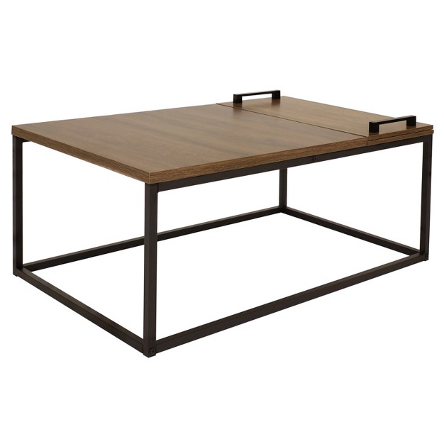 Sunnydaze Industrial style Coffee Table With Removable Serving Tray Mdp Construction With Powder coated Steel Frame Brown