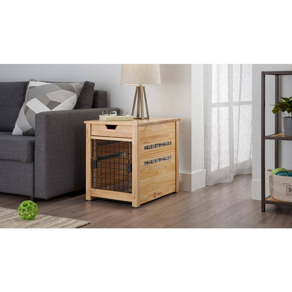 TRINITY 18 in. Pet Crate End Table w/Drawer - Natural TSKLNA-3402