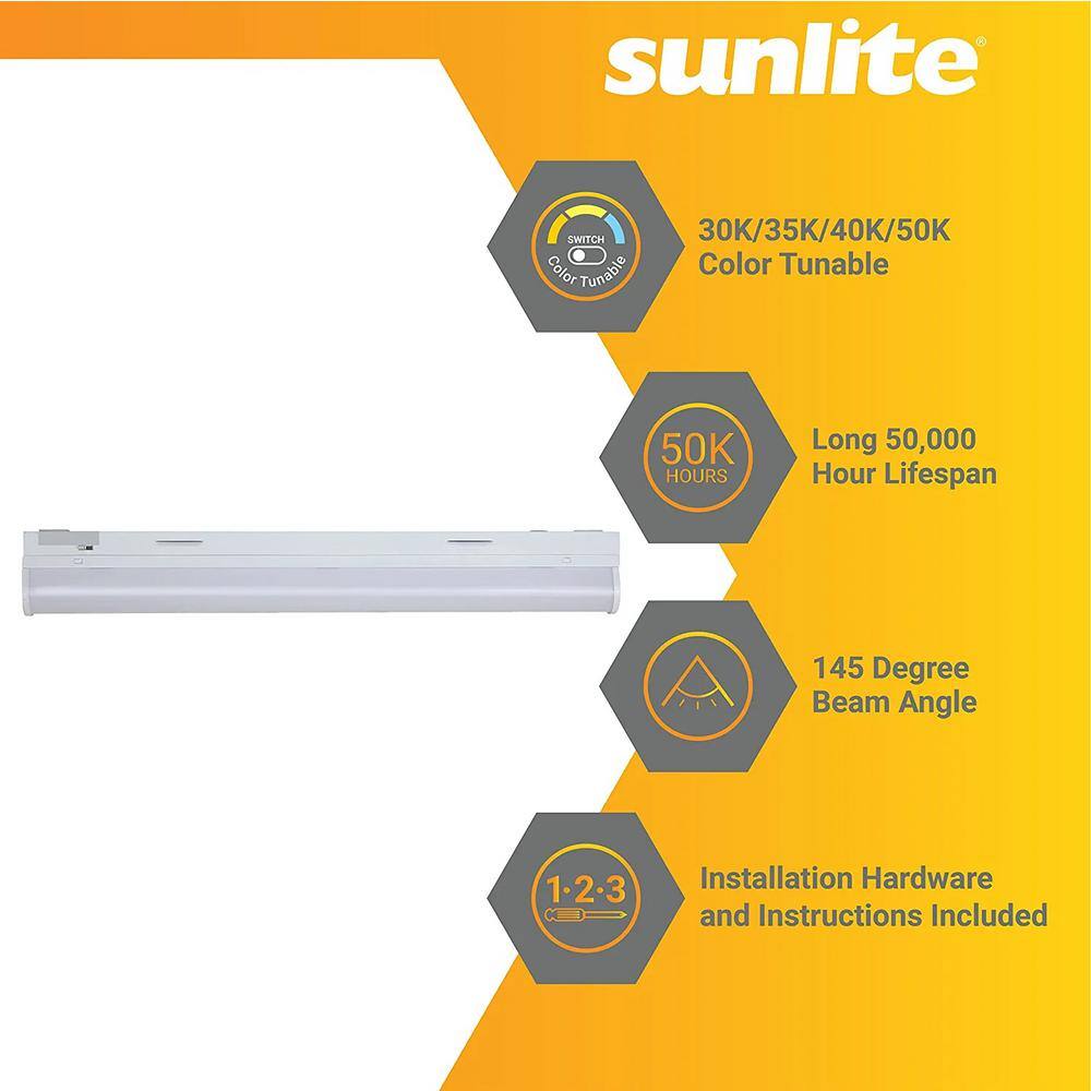 Sunlite 2 ft. Integrated LED Dimmable Color Tunable 3000K 3500K 4000K 5000K Commercial White Strip Fixture HD85463