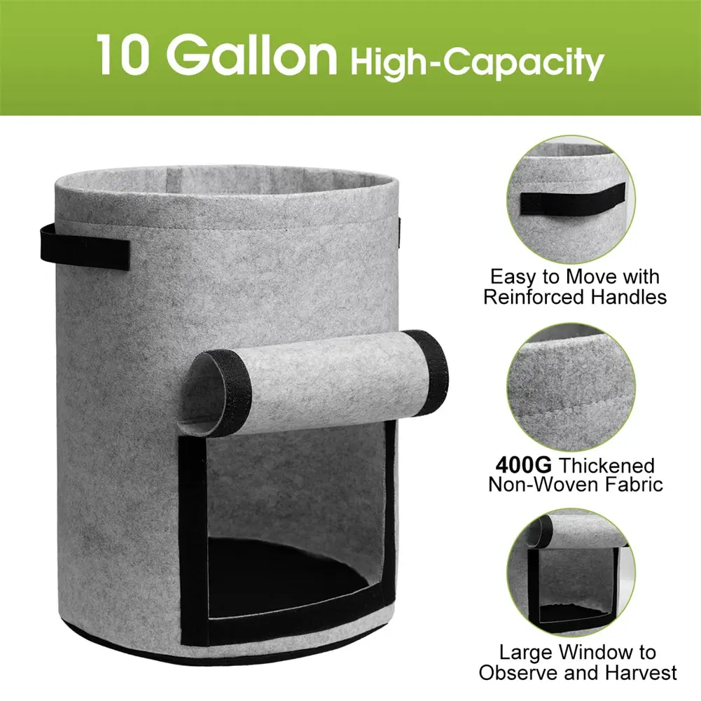 garden supplies Sample Available plant pots 10 Gallon Nursery Potato grow bags with strong handles for Vegetables fruits