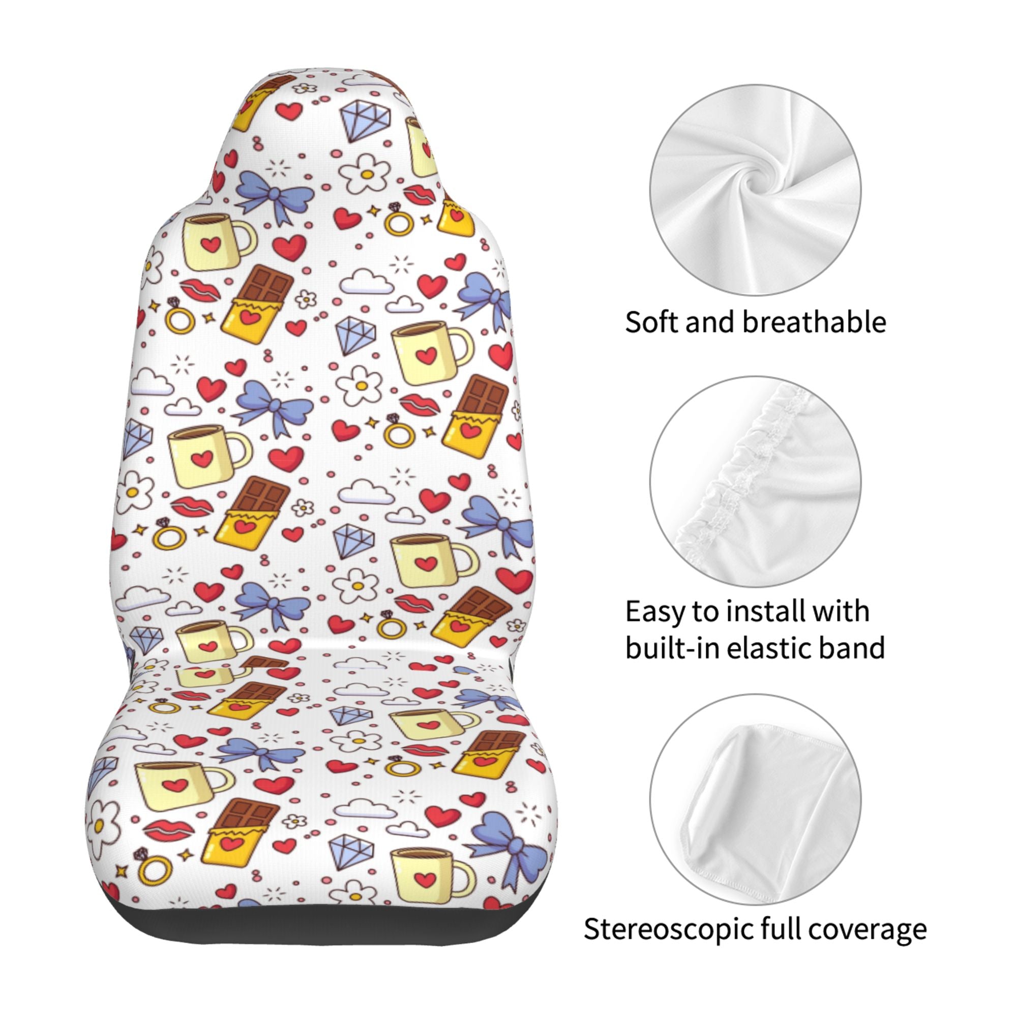 ZICANCN Car Seat Cover Chocolate and Diamond Print Car Front Seat Covers Protectors ， Automotive Seat Covers for Cars Trucks Suv