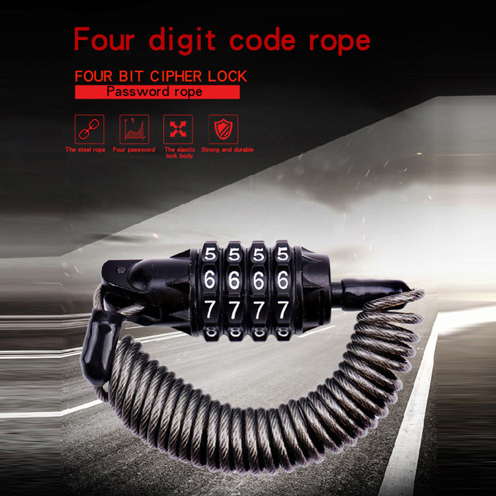 Security Bike Lock 4 Digit Resettable Combination Cable Lock For Bicycle Bike Accessories