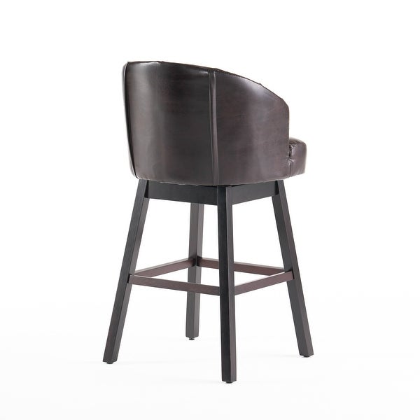 Morgan Brown Bonded Leather Swivel Bar Stool (Set of 2)