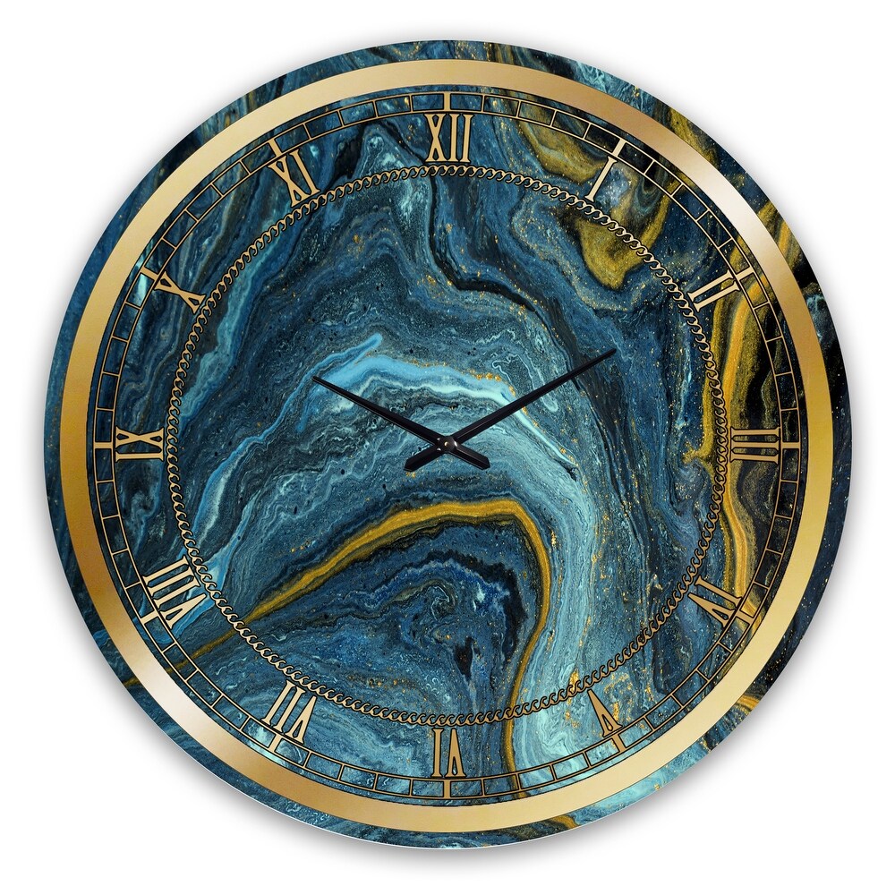 Designart 'Agathe Ripple Golden Rivers' Modern wall clock