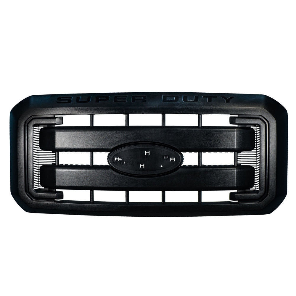 Ikon Motorsports Grille - Fits 11-16 F250 350 450 550 Super Duty Moulding Hood Front Grille 4PC -Chrome