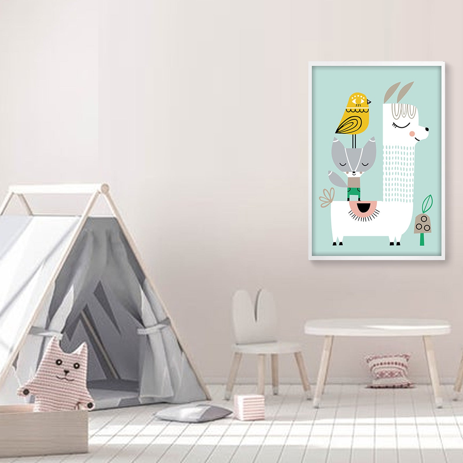 Happy Llama Framed Graphic Art Print 45X65 Cm Soapr0007