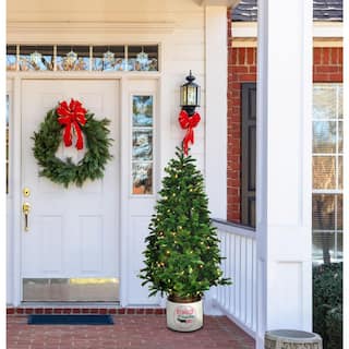 4.5-Ft. Porch Tree in Reindeer Pot with Warm White LED Lights FFPTG054-5GR