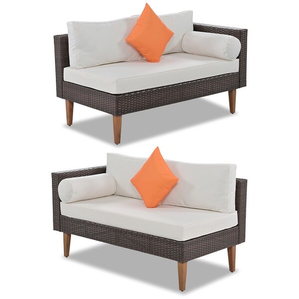 4-pieces Outdoor Wicker Sofa Set， Patio Furniture with Pillows， L-shape sofa set - Overstock - 37717935