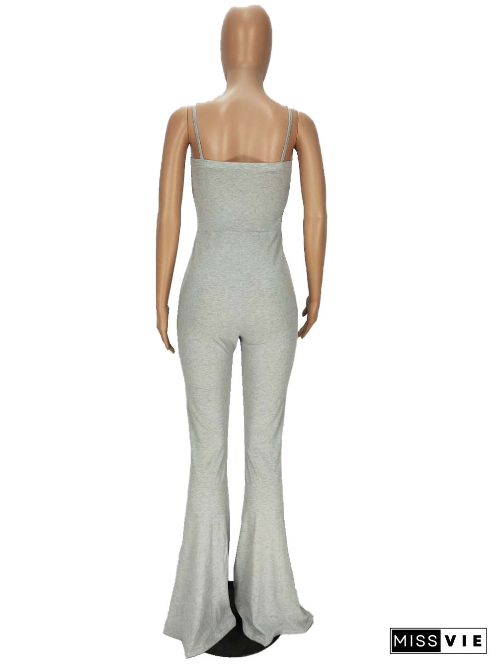 Casual Tight Height Waist Sling Flared Jumpsuit