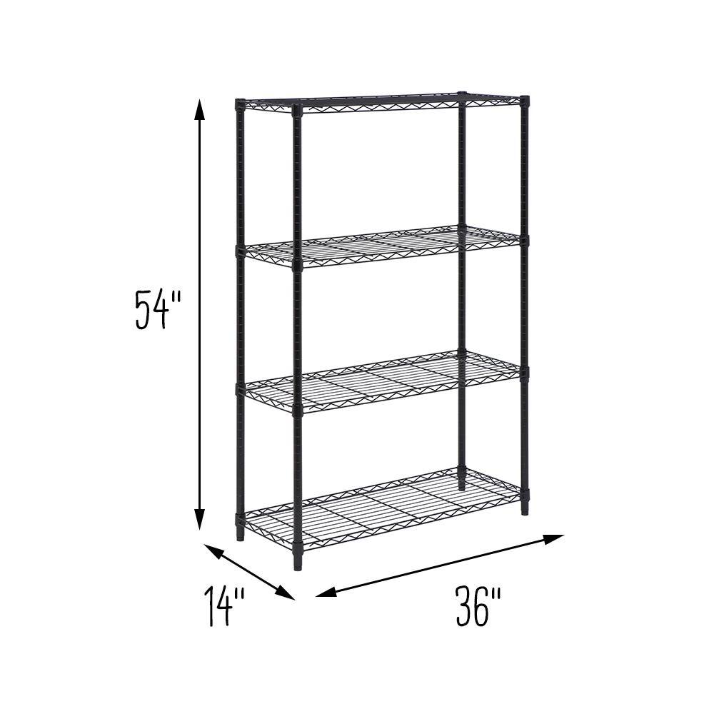 Honey-Can-Do Black 4-Tier Adjustable Garage Storage Shelving Unit (36 in. W x 54 in. H x 14 in. D) SHF-09438