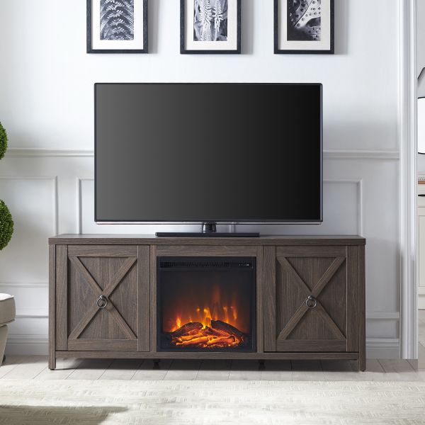 Granger Rectangular TV Stand with Log Fireplace for TV's up to 65