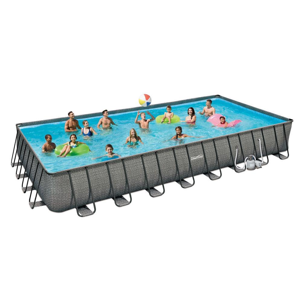 Summer Waves 12 ft. x 24 ft. x 52 in. Rectangle 52 in. D Above Ground Frame Swimming Pool Set P42412521