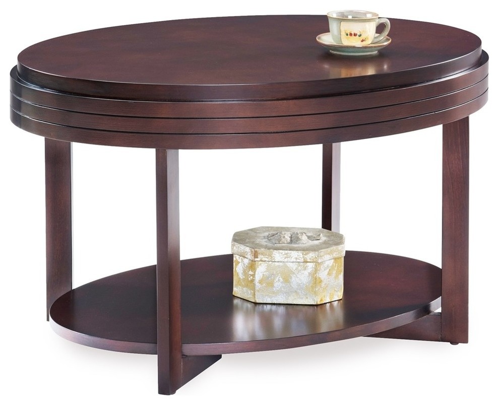 Leick Favorite Finds Oval Wood Coffee Table in Brown/Chocolate Cherry   Transitional   Coffee Tables   by Homesquare  Houzz