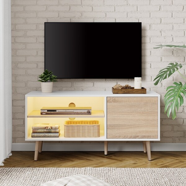 Mid Century Modern TV Stand for up to 85 inch 2 in 1 Media Console