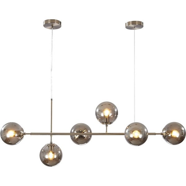 Lighting Modern Brass Chandelier Mid Century Gold Sputnik Pendant Light 6-Light Glass Globe Linear Chandelier Adjustable Kitchen