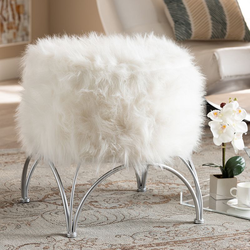 Baxton Studio Celia Faux Fur Ottoman